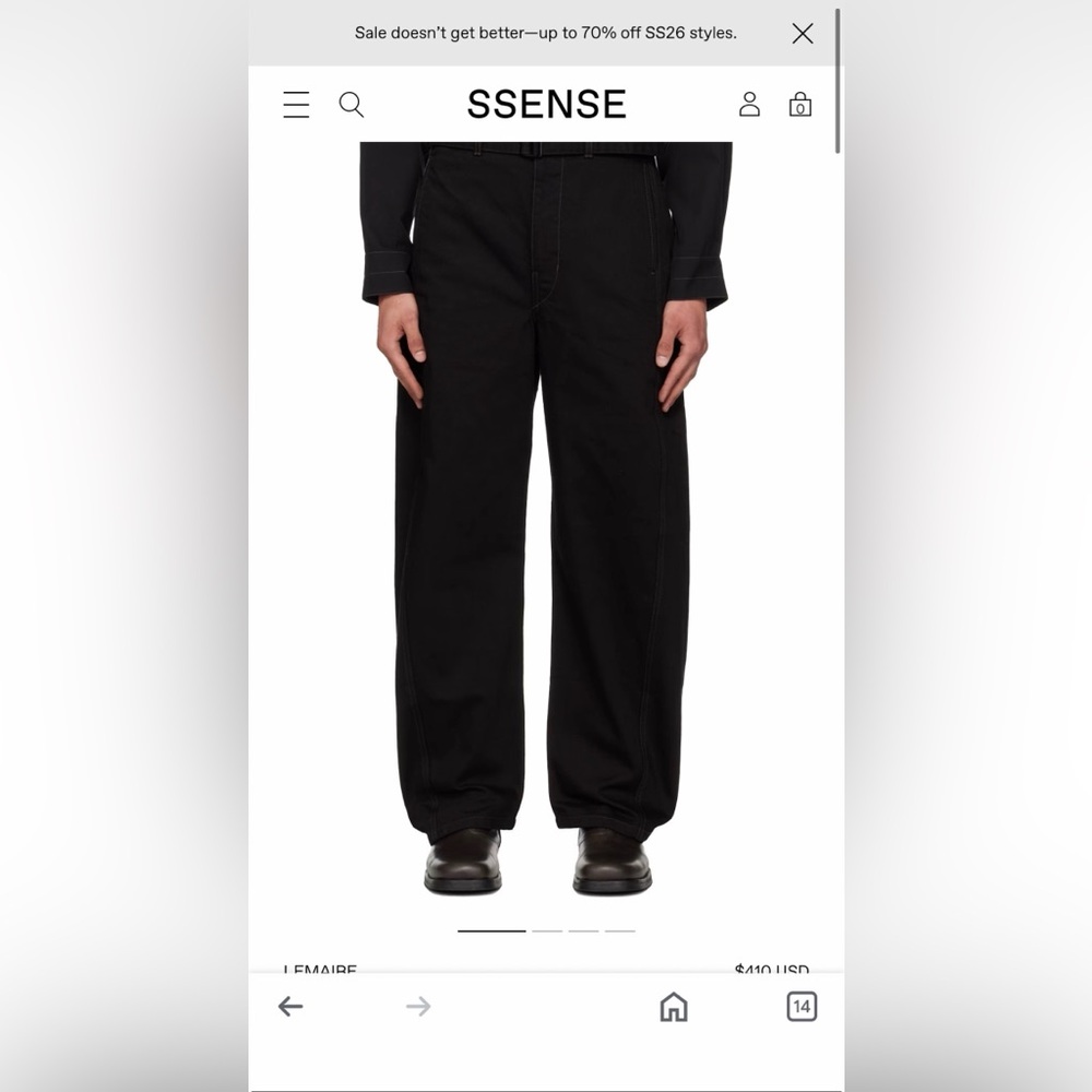 Lemaire Black Tailored Wide-Leg Trousers